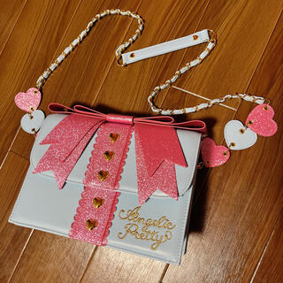 アンジェリックプリティー(Angelic Pretty)のプレゼントリボンバッグ サックス×ピンク ショルダーバッグ(ショルダーバッグ)