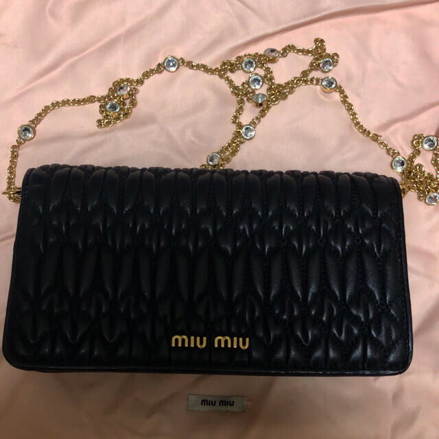 miumiu(ミュウミュウ)のmiumiu  ミュウクリスタルクロケナッパレザーミニバッグ レディースのバッグ(ハンドバッグ)の商品写真