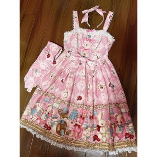 アンジェリックプリティー(Angelic Pretty)の難あり Wonder Toy ジャンパースカート&カチューシャ2点セット ピンク(ひざ丈ワンピース)