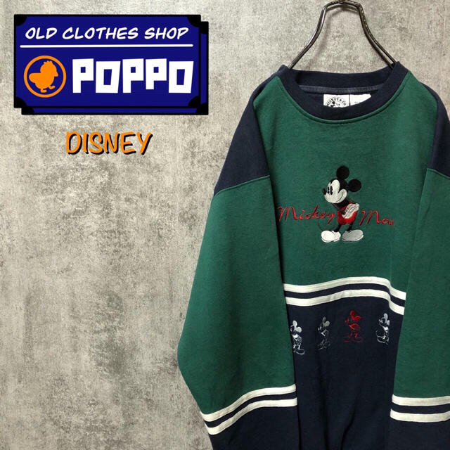 Disney(ディズニー)の【きなこっこ様専用】ミッキービッグキャラ刺繍ロゴライン切替バイカラースウェット メンズのトップス(スウェット)の商品写真