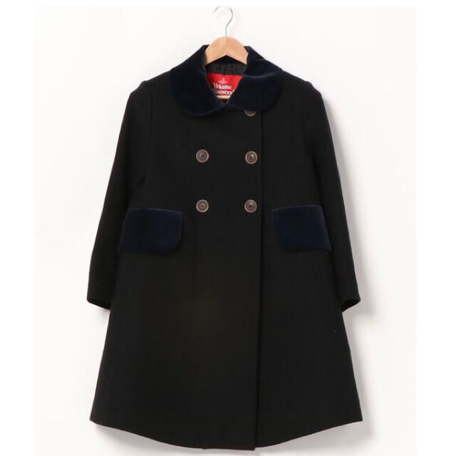 Vivienne Westwood(ヴィヴィアンウエストウッド)のヴィヴィアンウエストウッド　ベルベットラウンドカラー Aラインコート ブラック レディースのジャケット/アウター(ロングコート)の商品写真