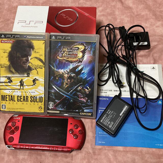 プレイステーションポータブル(PlayStation Portable)のPSP-3000 本体&ソフト2個 セット(携帯用ゲーム機本体)