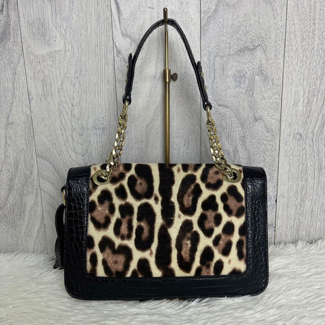 美品】ジミーチュウ ショルダーバッグ ハラコ レオパード レザー