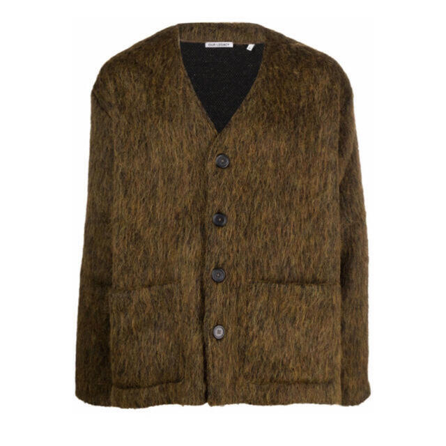 OUR LEGACY CARDIGAN OLIVE MOHAIR 46