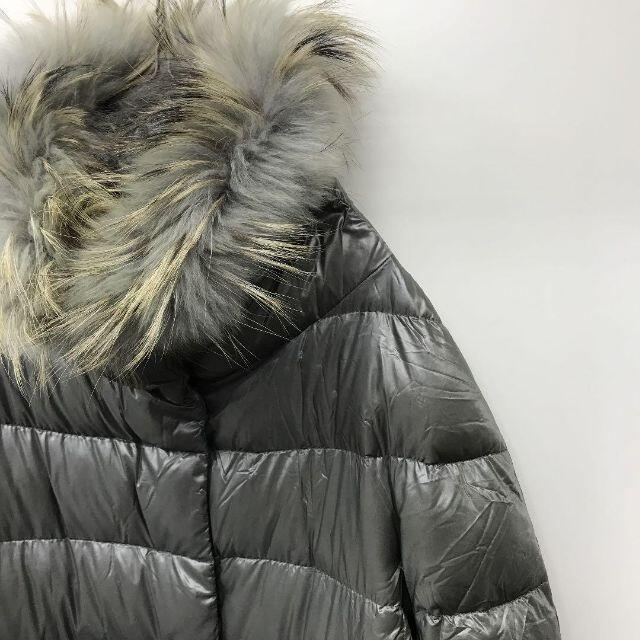 HERNO ヘルノ ロング ファー付き ダウンコート グレー シャイニー