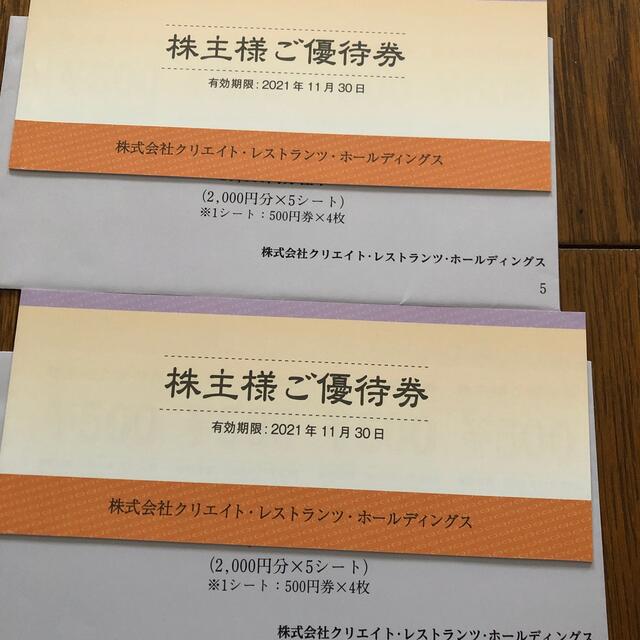 クリエイト・レストランツ・ホールディングス 株主優待券 20000円分