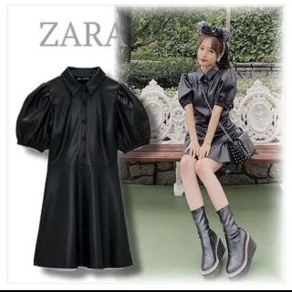 zara レザーワンピース