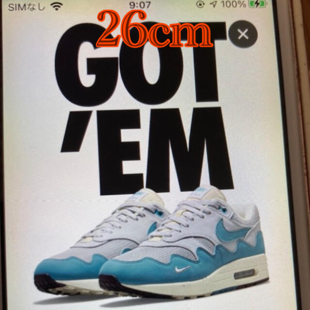 NIKE Air Max1 Patta Aqua Noise  26cm パタ