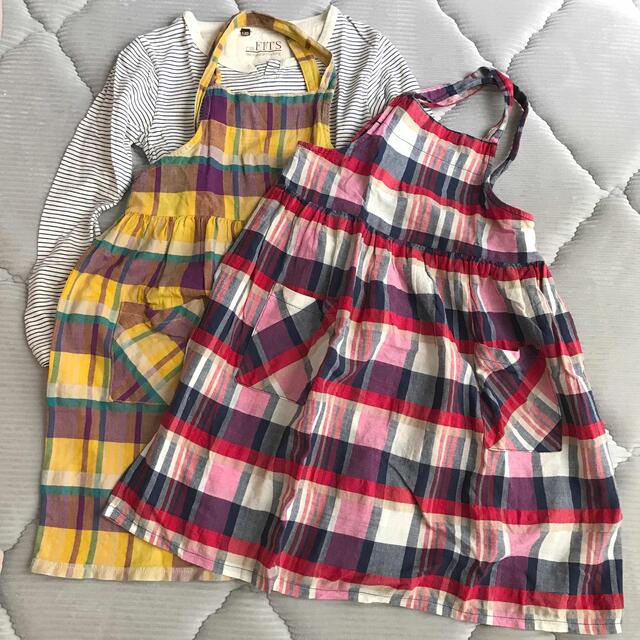 SHOO・LA・RUE(シューラルー)のSHOO LA RUE チェック柄ワンピース2枚セット キッズ/ベビー/マタニティのキッズ服女の子用(90cm~)(ワンピース)の商品写真