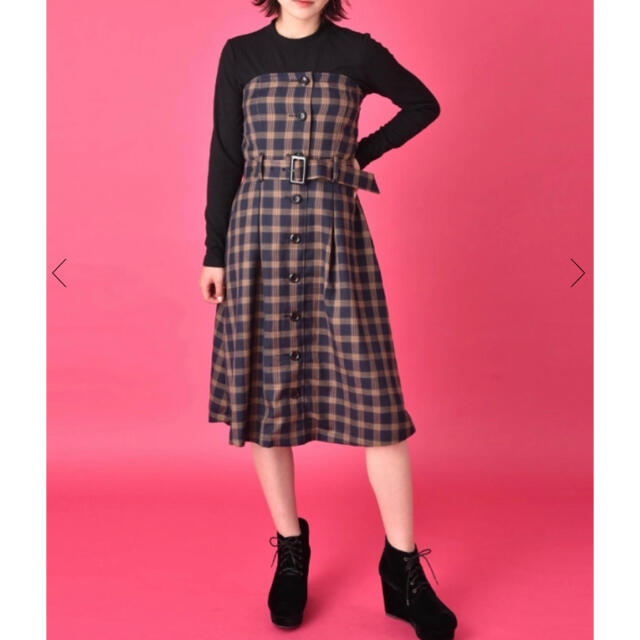 CECIL McBEE(セシルマクビー)の☆ セシルマクビー  ベアトップ　チェック　ワンピース　☆ ビスチェ  ☆ レディースのワンピース(ロングワンピース/マキシワンピース)の商品写真