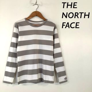 ザノースフェイス(THE NORTH FACE)の【美品】THE NORTH FACE  ボーダーカットソー ホワイト グレー(カットソー(長袖/七分))