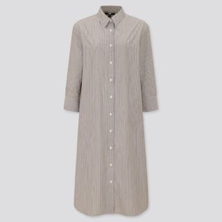 ユニクロ(UNIQLO)のUNIQLO ユニクロ エクストラファインコットンストライプシャツワンピース S(シャツ/ブラウス(長袖/七分))