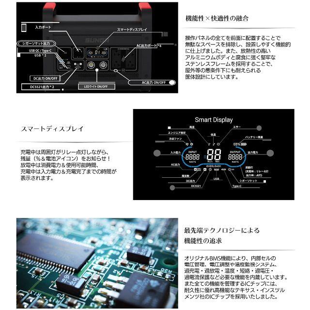 SUNGA ポータブル電源 LK1500 正弦波 超大容量 超高出力 1500W スポーツ/アウトドアのアウトドア(その他)の商品写真