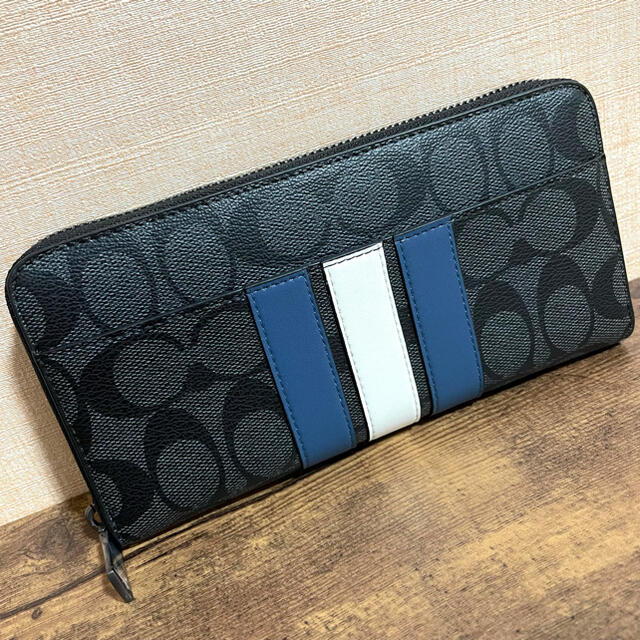 COACH(コーチ)の新品 COACH コーチ F26070 シグネチャー ストライプ ライン 長財布 メンズのファッション小物(長財布)の商品写真