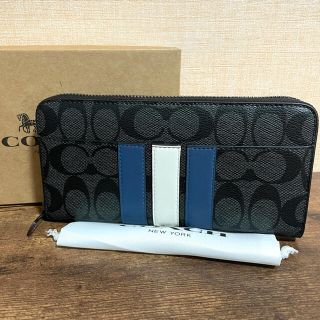 コーチ(COACH)の新品 COACH コーチ F26070 シグネチャー ストライプ ライン 長財布(長財布)