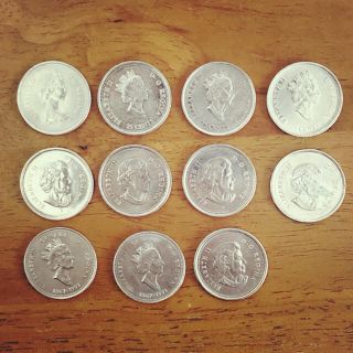 カナダ＊25セント硬貨11枚(貨幣)