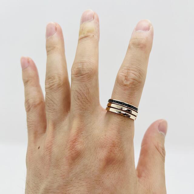 メンズリング☆K18PGブラックダイヤモンドリング BD:0.10ct メンズのアクセサリー(リング(指輪))の商品写真