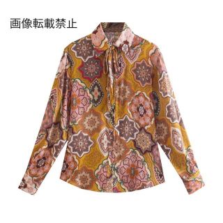 ザラ(ZARA)の🍁11月新作🍁6669◆vintage ヴィンテージ レトロ柄 シャツ ブラウス(シャツ/ブラウス(長袖/七分))