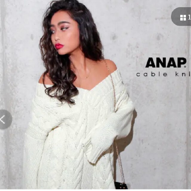 ANAP(アナップ)のANAP ケーブルニット　ホワイト レディースのトップス(ニット/セーター)の商品写真