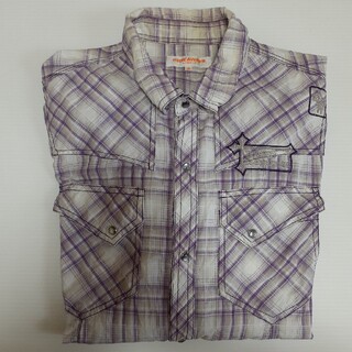 ニコル(NICOLE)のニコル　メンズ　チェックシャツ　白×紫　size48(シャツ)