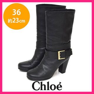 クロエ(Chloe)の美品♪クロエ ロゴ ベルト ミドルブーツ 36(約23cm)35900→(ブーツ)