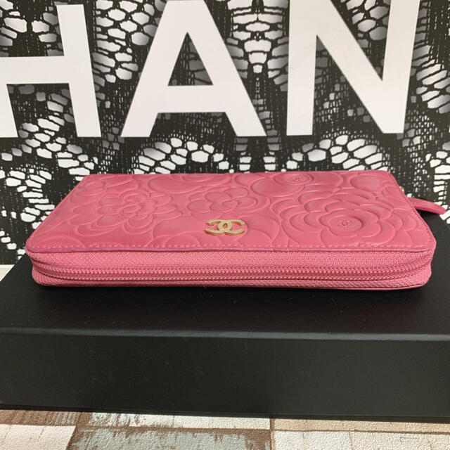 CHANEL シャネル カメリア ラウンドファスナー ピンク