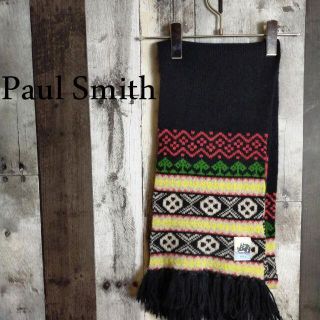 ポールスミス(Paul Smith)のポールスミスアンゴラ混 総柄 フリンジ マフラー(マフラー)