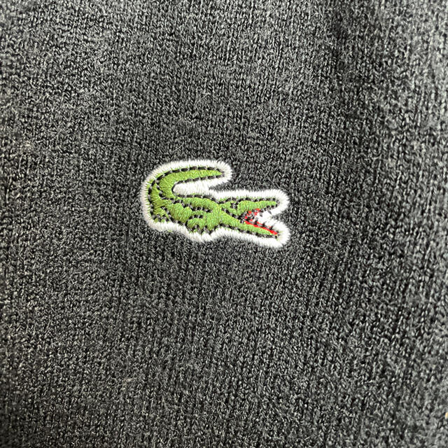 LACOSTE(ラコステ)のラコステ　ニット　セーター　ワンポイントロゴ刺繍　コットン　US古着　ブラック メンズのトップス(ニット/セーター)の商品写真