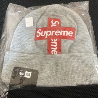 シュプリーム(Supreme)のsupreme cross box logo beanie グレー(ニット帽/ビーニー)