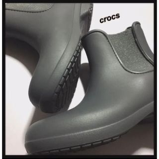 ꒰crocs꒱マットグレーラメレインシューズ 23～23.5cm灰色レインブーツ(その他)