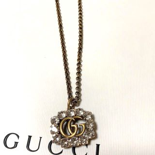 Gucci - GUCCI ネックレス クリスタル×ゴールドの通販 by ホワイト