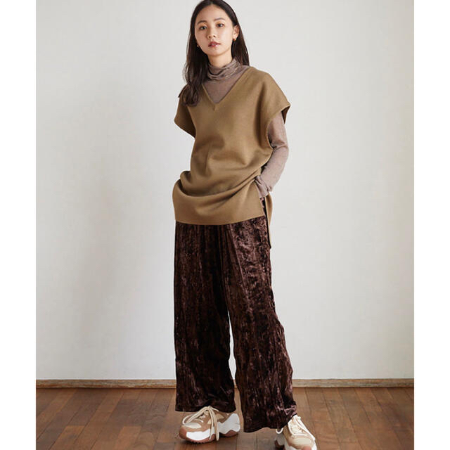 RANDEBOO Velvet pants (Brown) レディースのパンツ(カジュアルパンツ)の商品写真