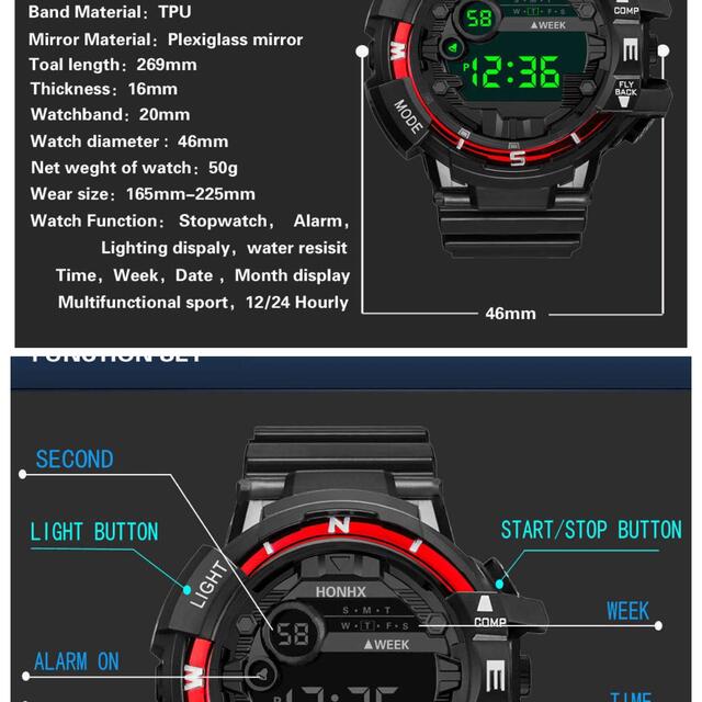 スポーツ腕時計　腕時計　時計　デジタル式  LED デジタル腕時計　デジタル メンズの時計(腕時計(デジタル))の商品写真