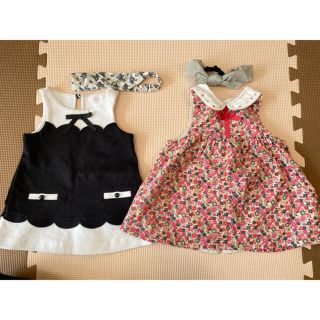 ベベ(BeBe)のお値下げ⭐︎bebe 女の子70〜75くらい　ワンピース2点＋ヘアバンド(ワンピース)