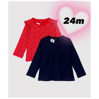 プチバトー(PETIT BATEAU)の新品未使用♡PETITBATEAU 長袖カットソー2枚セット　24m(シャツ/カットソー)