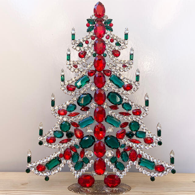 特大/チェコガラス/クリスマスツリー/ハンドメイド/クリスマスカラーのサムネイル