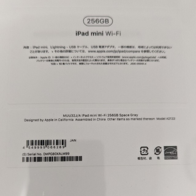 iPad mini Wi-Fi 256GB スペースグレイ 第5世代 未開封新品