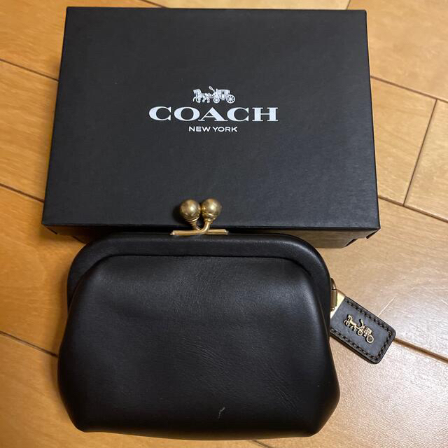 値下げ中❗️ COACH コーチ　がま口財布　キスロック　コインケース　ブラック