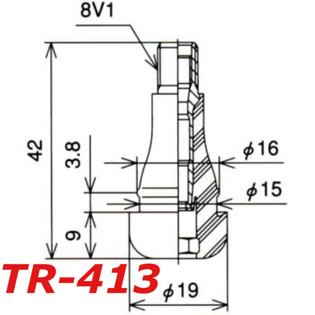 日本製 ラバーバルブ エアバルブ TR-413 TR413 エアーバルブ 自動車/バイクの自動車(タイヤ)の商品写真