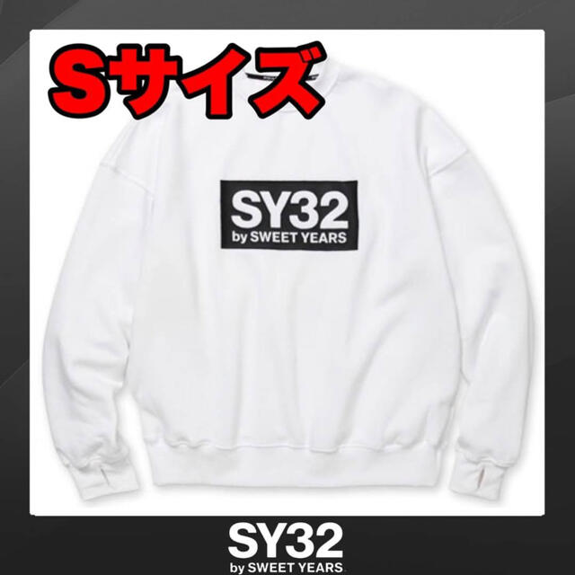 超安い品質 SY32 【 】正規代理店 白×黒　S ボックスロゴビッグショルダートレーナー スウェット