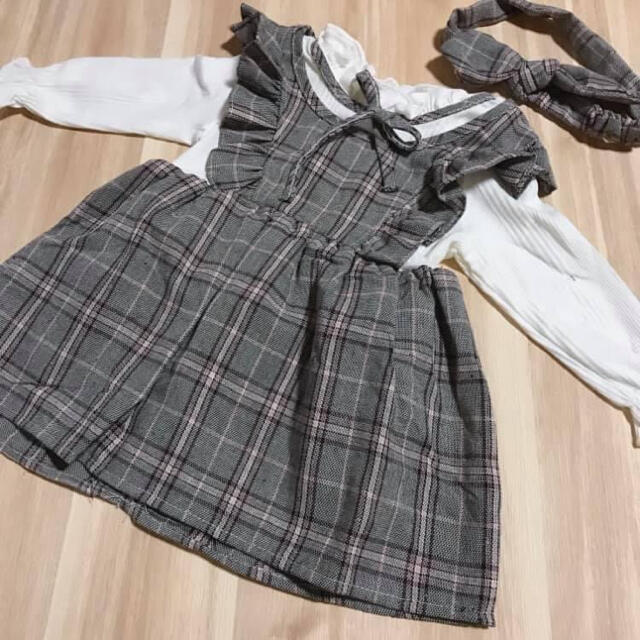 ♡ チェック ワンピース ♡ フォーマル キッズ  記念日 おしゃれ 90 キッズ/ベビー/マタニティのキッズ服女の子用(90cm~)(ワンピース)の商品写真