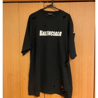 バレンシアガ　デストロイ　Tシャツ　ブルー