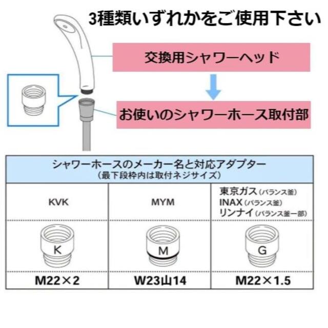 シャワーヘッド交換用アダプター 各メーカー対応 3個セット便利アイテム  インテリア/住まい/日用品の日用品/生活雑貨/旅行(タオル/バス用品)の商品写真