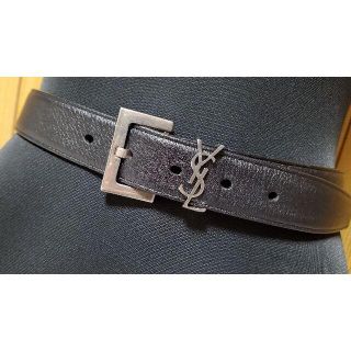 サンローラン(Saint Laurent)の正規 サンローランパリ YSLロゴ×スクエアバックルベルト黒 シグネチャーL70(ベルト)