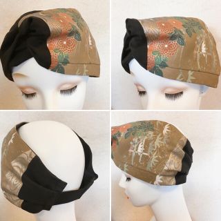 高級着物リメイク☆黒留袖ドレス☆シースルー袖☆ターバンショールセット