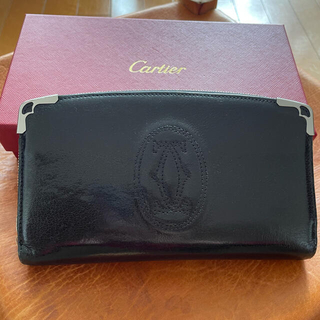 カルティエ(Cartier)のカルティエ ラウンドファスナー 長財布 マルチェロ レザー 黒(財布)