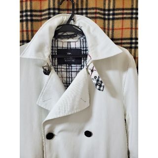 バーバリーブラックレーベル(BURBERRY BLACK LABEL)の最高級！冬の王様！希少Lサイズ！ホワイトノバチェック！トレンチコート(トレンチコート)