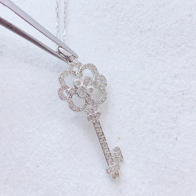 ★0.31ct★✨ダイヤモンドK18WGモチーフネックレスペンダント45cm