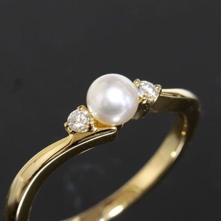 ミキモト(MIKIMOTO)のミキモト パール 4mm玉 ダイヤ 2P リング 9号 K18 4046A(リング(指輪))