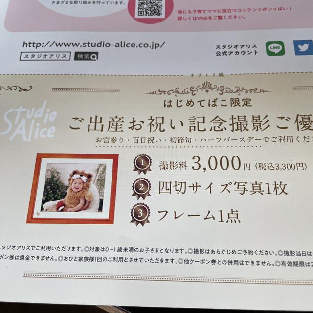 スタジオアリス優待券 はじめてばこの通販 by MAHALO |ラクマ